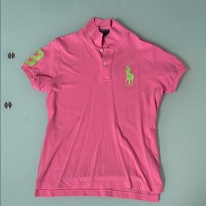 Polo by Ralph Lauren Polo Shirt in Pink with Green Logo
